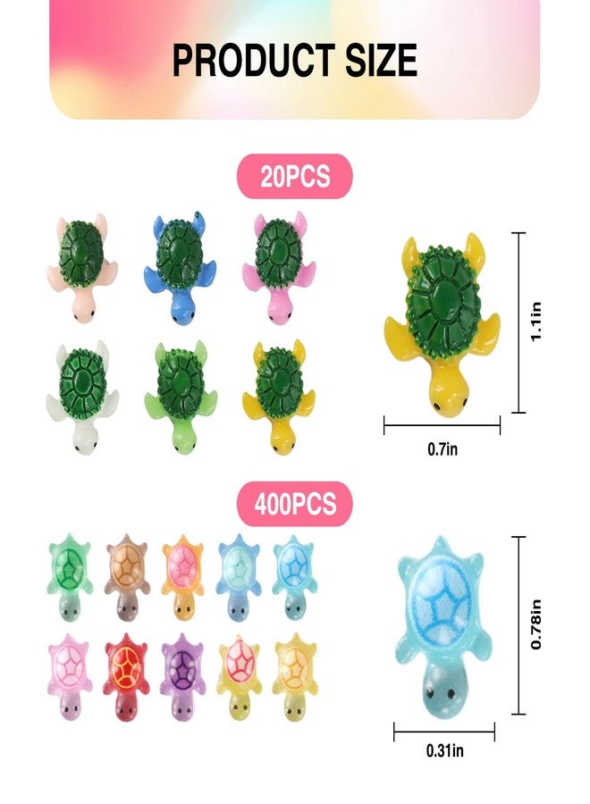 LOGJAM 420 Pcs Mini Resin Turtles Decor, Cute Tiny Sea Turtle Figurines Glow in The Dark for Garden Fish Tank Micro Landscape Home Decor Crafts - Image 2